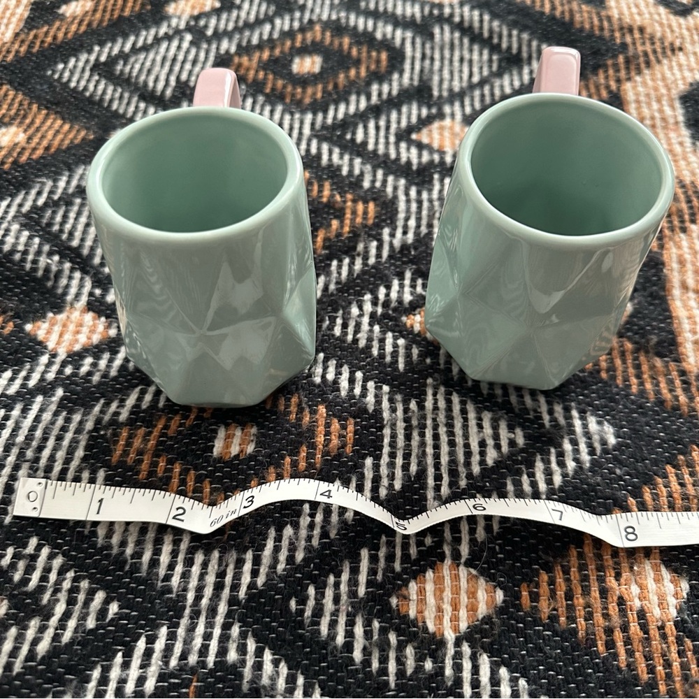 Geometric Design Coffe Tea Mugs Set of 2 - Picture 3 of 4